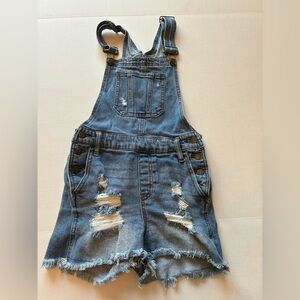 Denim Distressed Kids Overalls